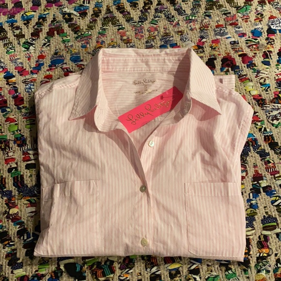 NWT pink and white Lily Pulitzer button down - Picture 2 of 3